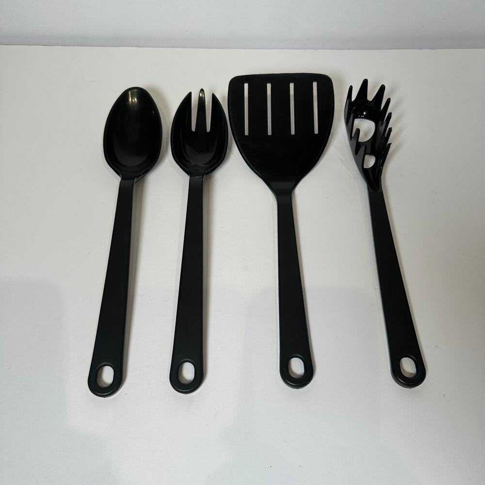 Vintage Tailor Made 4 Piece Kitchen Utensil Nylon Plastic Black Spatula USA